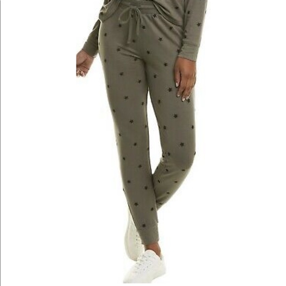 🎉HP🎉New! Splendid Embroidered Star Green Jogger Pants Size Large $138🖤✨ - Picture 7 of 12